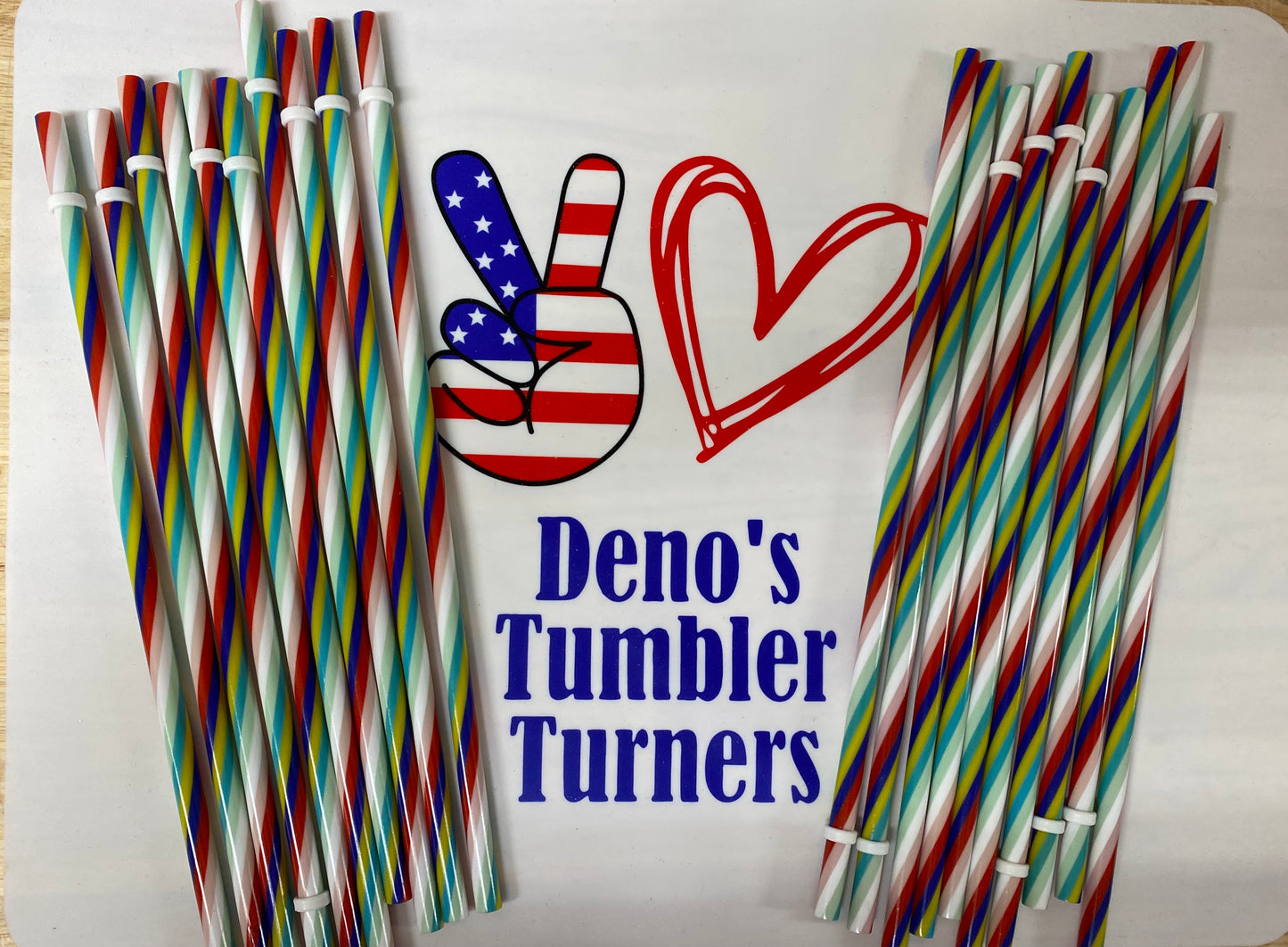 New!! 10.5” Reusable plastic striped straws!!